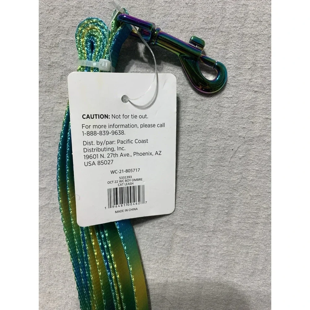 Whisker City Ombre Cat Leash Turquoise Blue Yellow NWT
